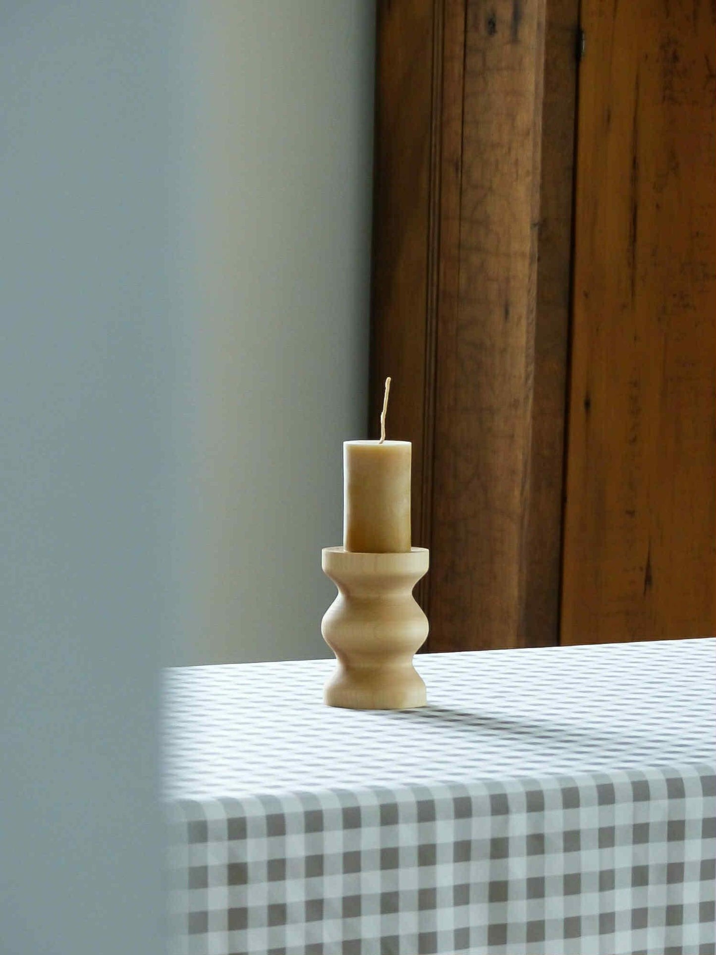 Porte bougie en coeur de bouleau blanc tourné à la main