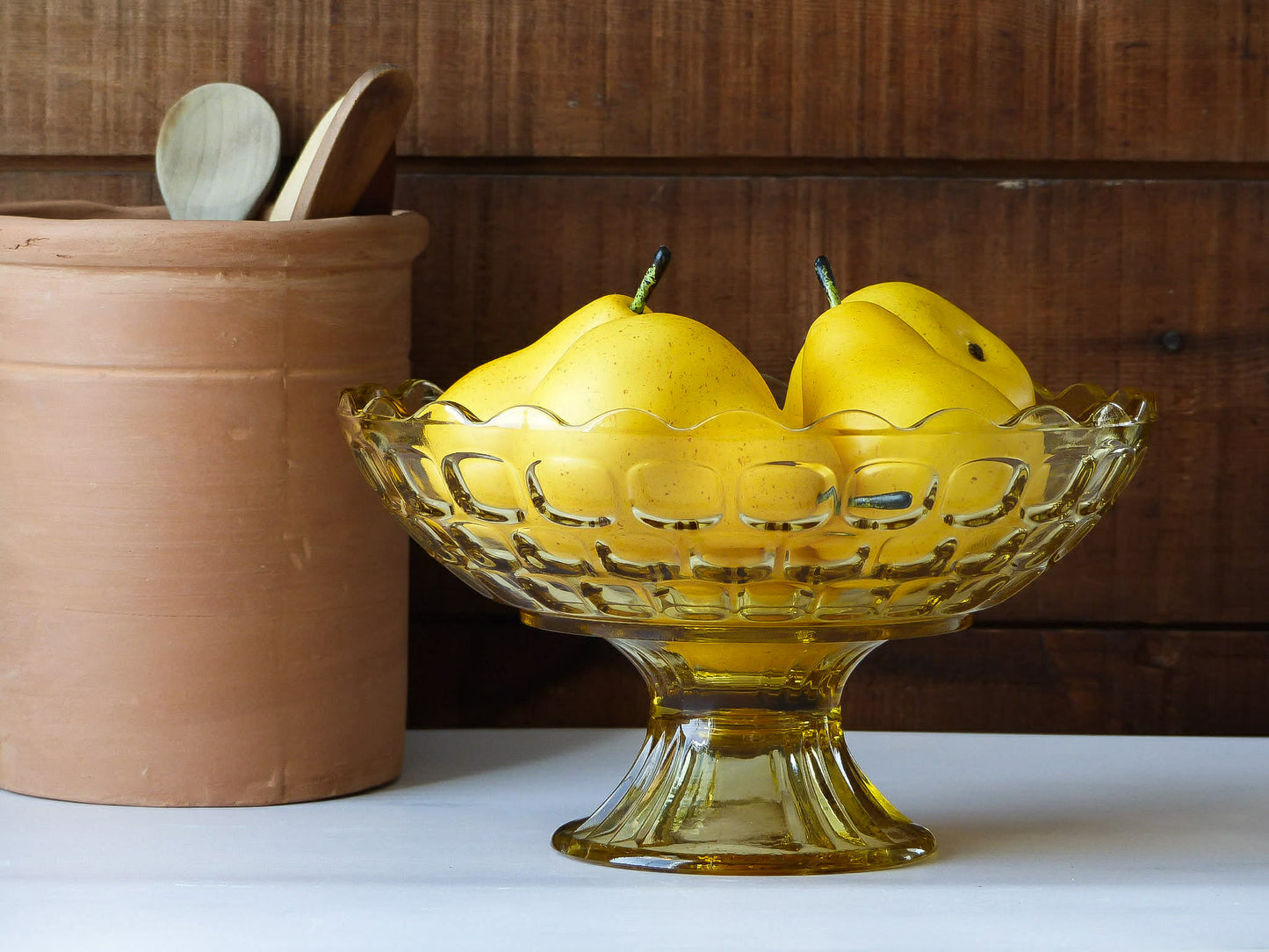 Bol à fruits sur pied, ambré, de FEDERAL GLASS