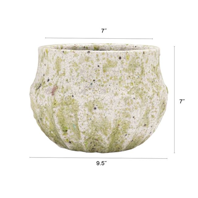 Cache-pot en terre cuite, émail craquelé, finition terrazzo - L