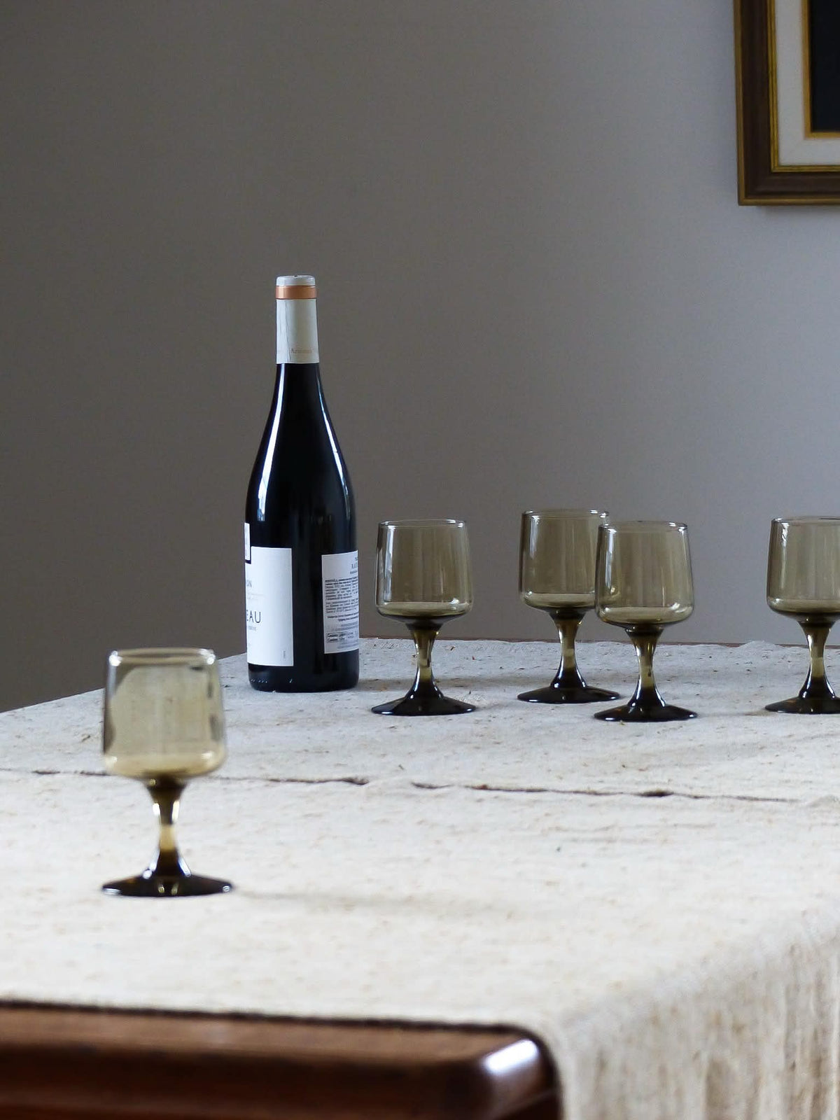 Ensemble de 6 verres à vin vintage, smoky brown