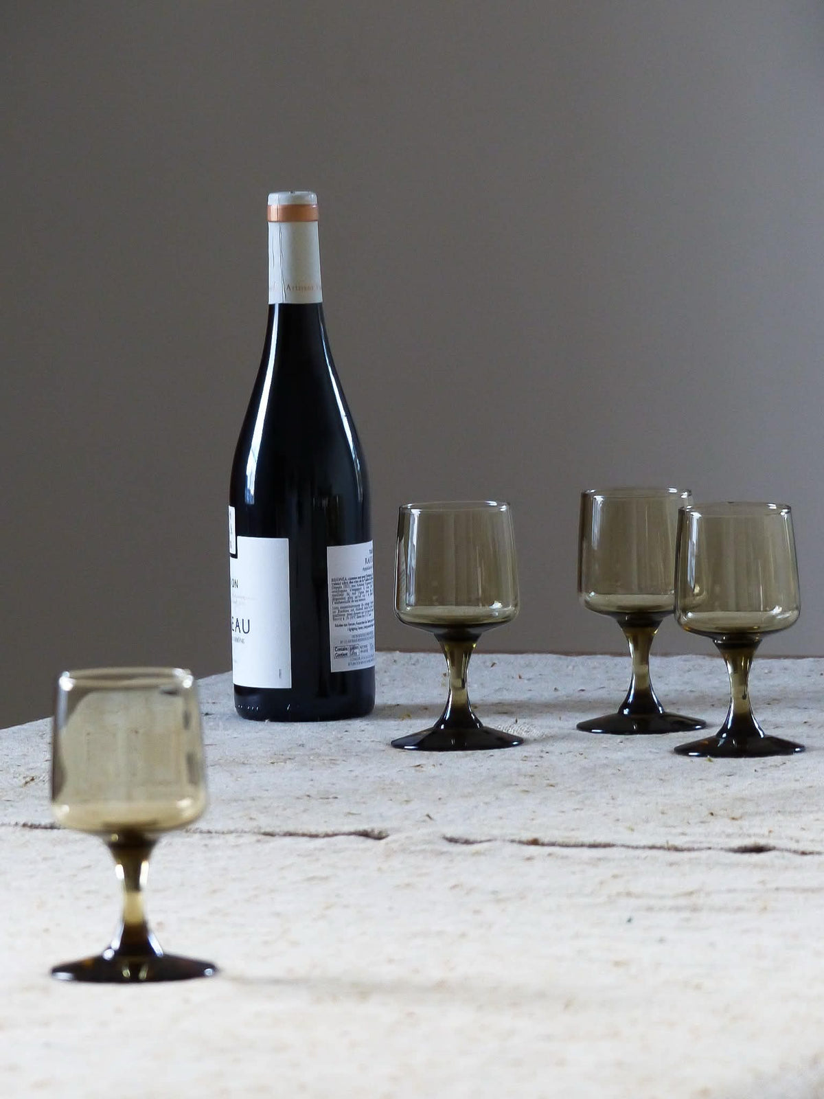 Ensemble de 6 verres à vin vintage, smoky brown